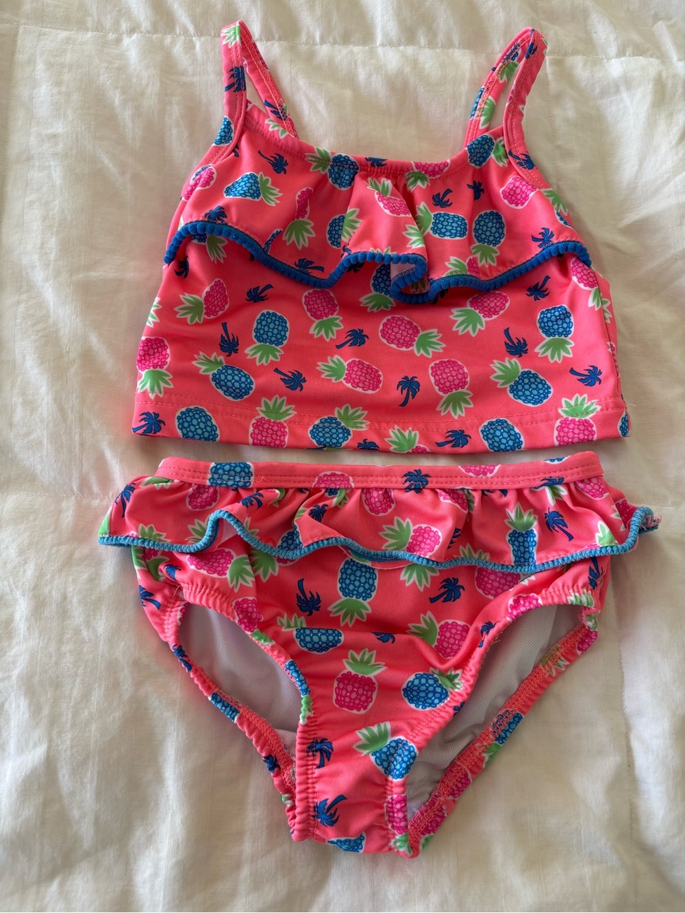 Penny M. Girls 4T 2-Piece Swim Set Ruffle Tank Top Bikini Bottom Pineapple